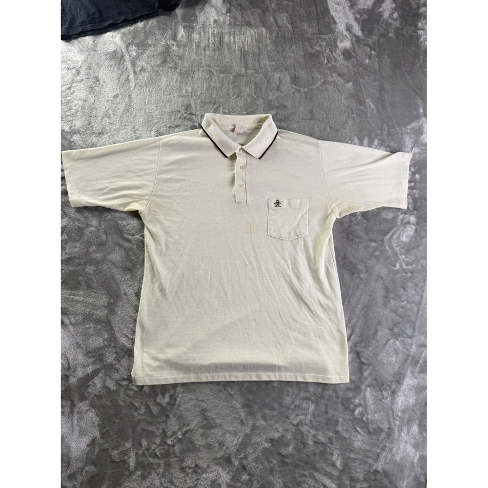 Vintage Munsingwear Grand Slam Polo Shirt XL Cream Penguin Logo Made in USA